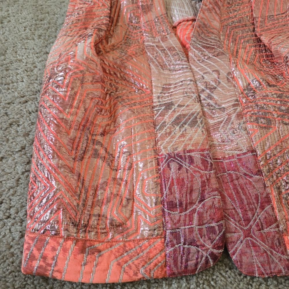FORTE FORTE Patterned Jacquard Open front Gilet Vest Jacket Cardigan Size 1 Glam - Picture 12 of 16